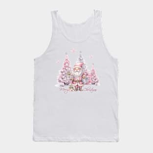 Pink Christmas With Santa Tank Top